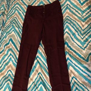 High Waisted Burgundy Skinny Jeans